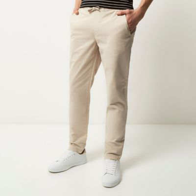 Stone tapered chino trousers